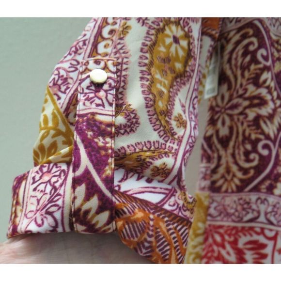 JM Collection 100136387MS Women's Sz M Real Red Holiday Romance V-Neck Blouse - Picture 6 of 8